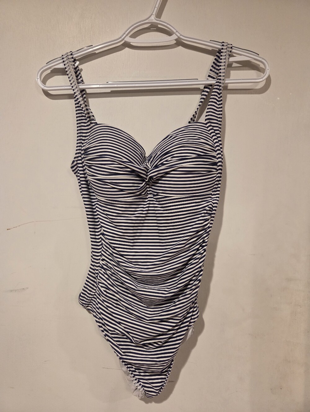 Bond-eye Striped Navy and White One-Piece Swimsuit - Classic Size 6